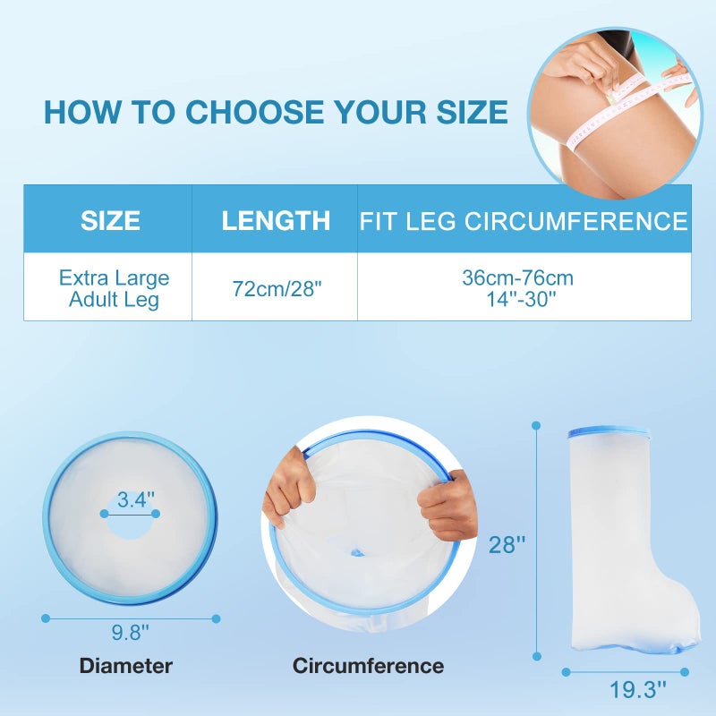 Qinaoco Waterproof Extra Wide Leg Cast Cover for Shower Adults, Extra Large Half Leg Shower Cover with Non-Slip Bottom, Watertight Foot Protector for Plus Size Adults Surgery Shower Boot - Image 5