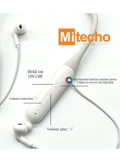 Mi techo Mitecho M2 Bluetooth Wireless Neckband  Earphone White  - Image 2