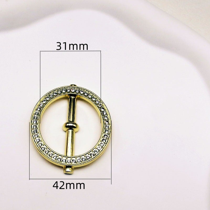 Korean Multifunctional Scarf Buckle with Pearls and Rhinestones Y026 round full drill (gold) 
