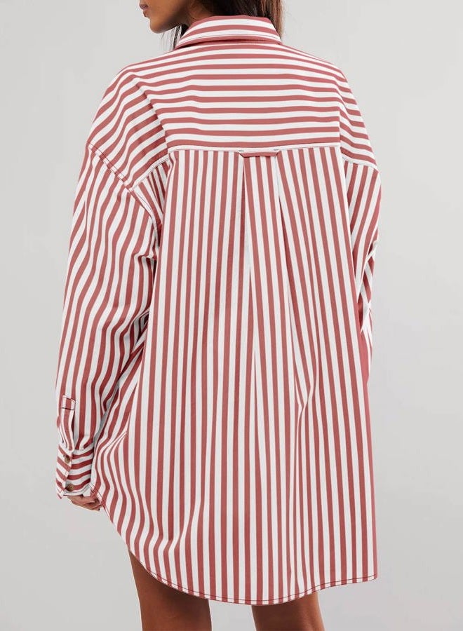 Cicy Bell Womens Oversized Striped Button Down Shirts Boyfriend Long Sleeve Collared Work Blouses - Image 4