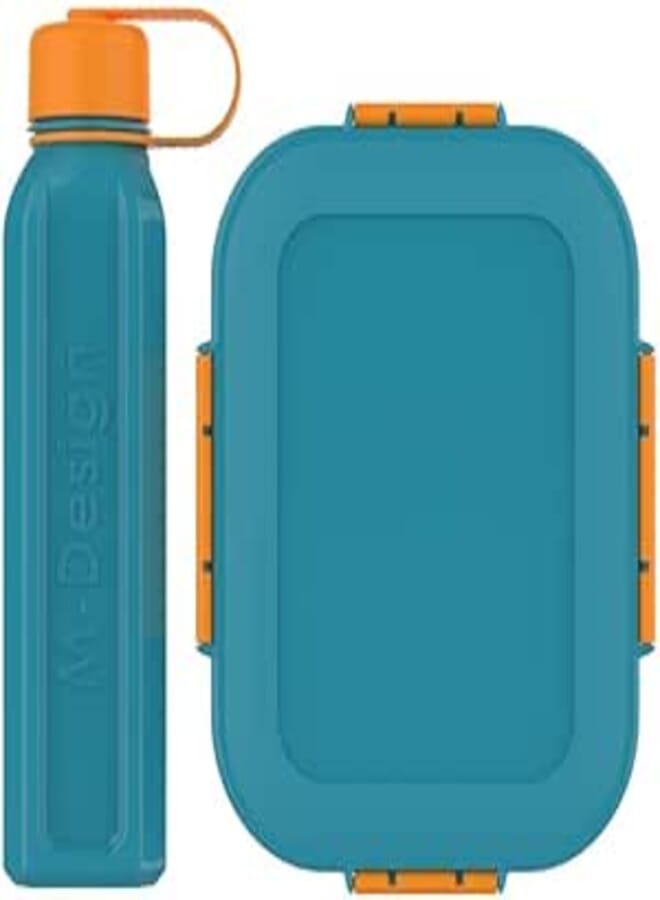KARE M-Design Lunch Box with Bottle, 2.1 Litre/800 ml Capacity, Teal/Orange