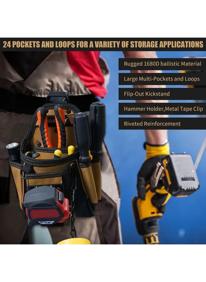 Khaki Electrician Tool Belt With Quick Detach Clip 1680D Fabric Multiple Tool Loops - Image 5