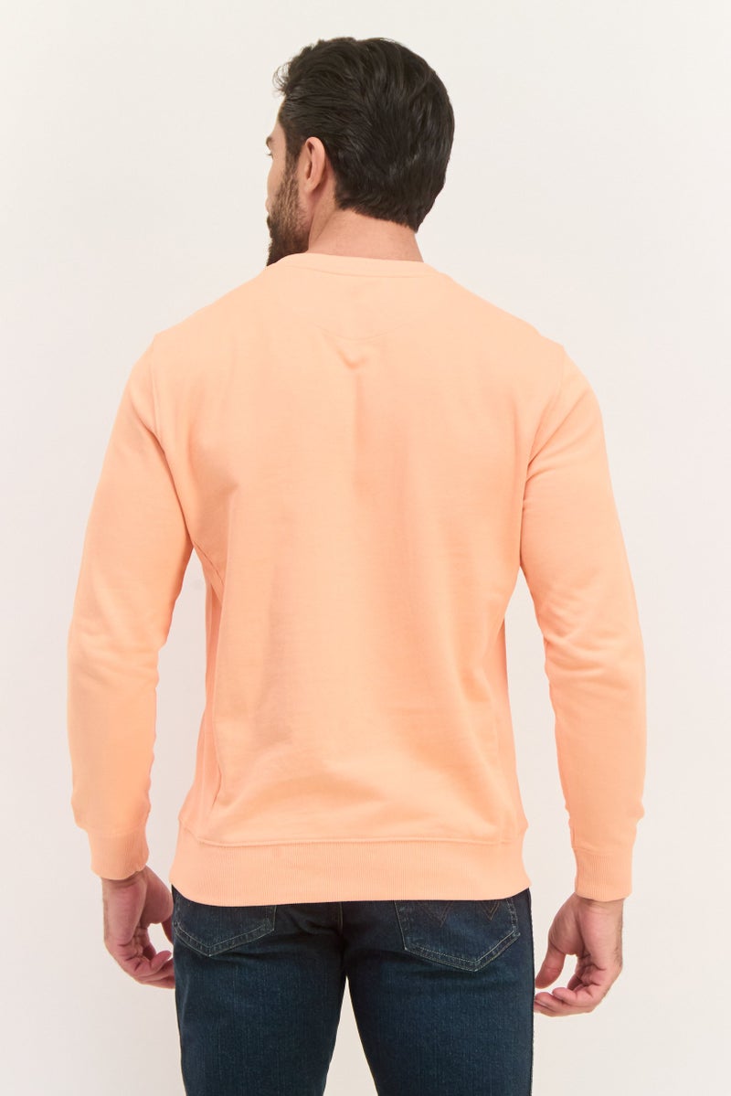 Sorbino Men Crew Neck Solid Long Sleeves Sweatshirt, Orange - Image 3