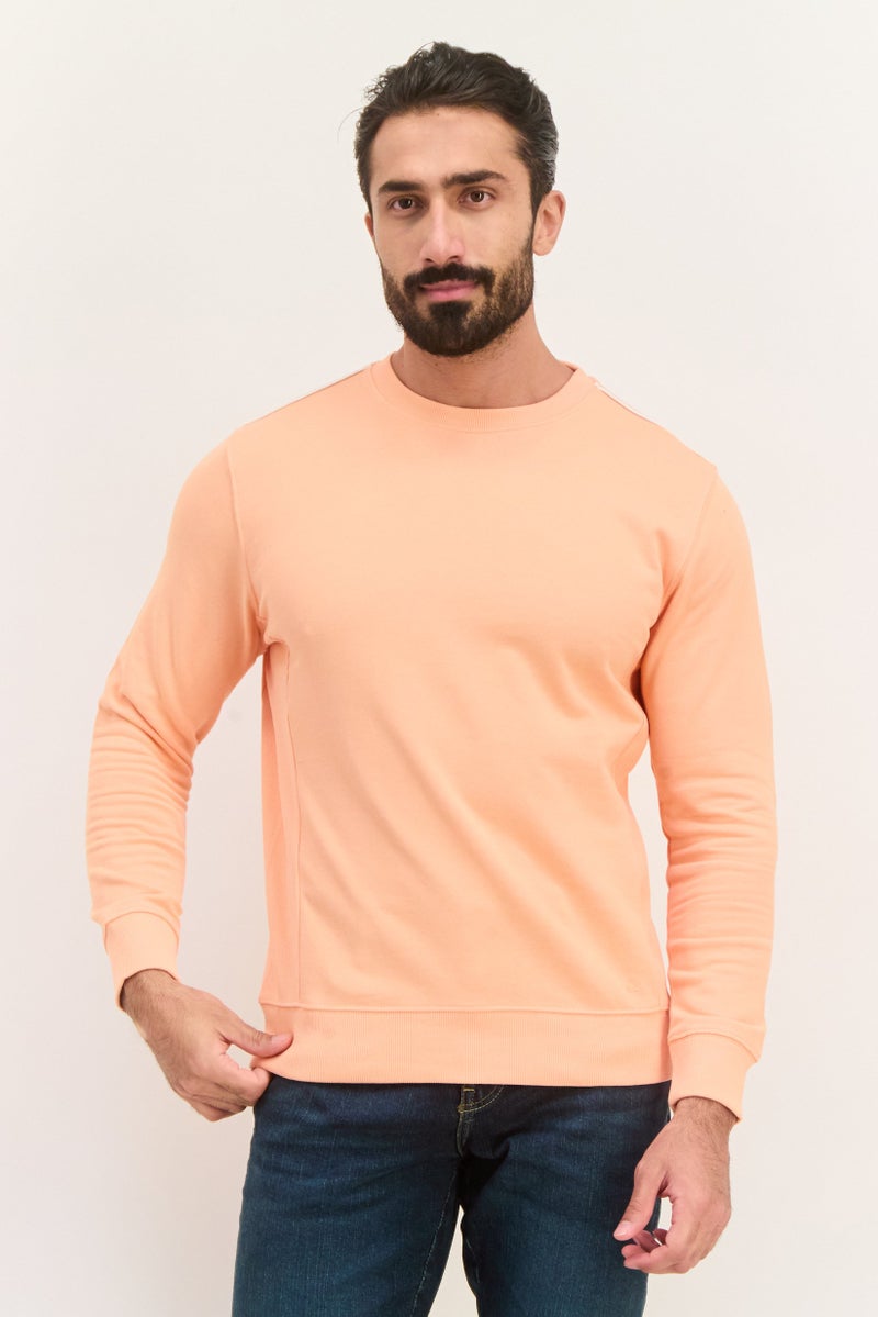 Sorbino Men Crew Neck Solid Long Sleeves Sweatshirt, Orange - Image 1