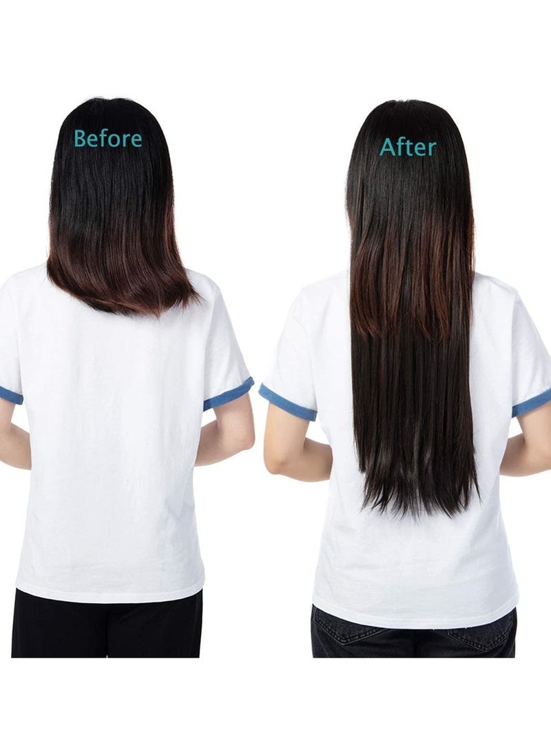 إستيل وصلات شعر من 4 قطع 11 مشابك شعر مستقيمة سميكة كاملة الرأس مزدوجة اللحمة على وصلات إطالة الشعر الاصطناعية للنساء بني داكن مستقيم - Image 5