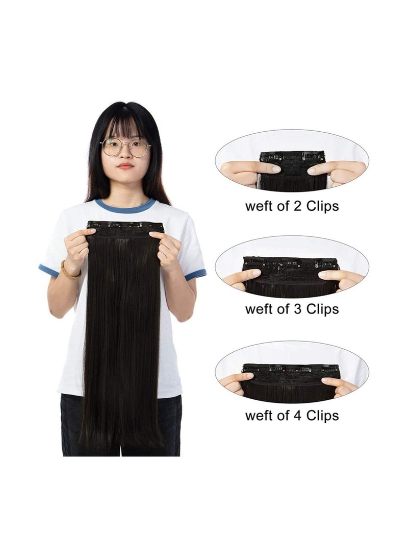 إستيل وصلات شعر من 4 قطع 11 مشابك شعر مستقيمة سميكة كاملة الرأس مزدوجة اللحمة على وصلات إطالة الشعر الاصطناعية للنساء بني داكن مستقيم - Image 4