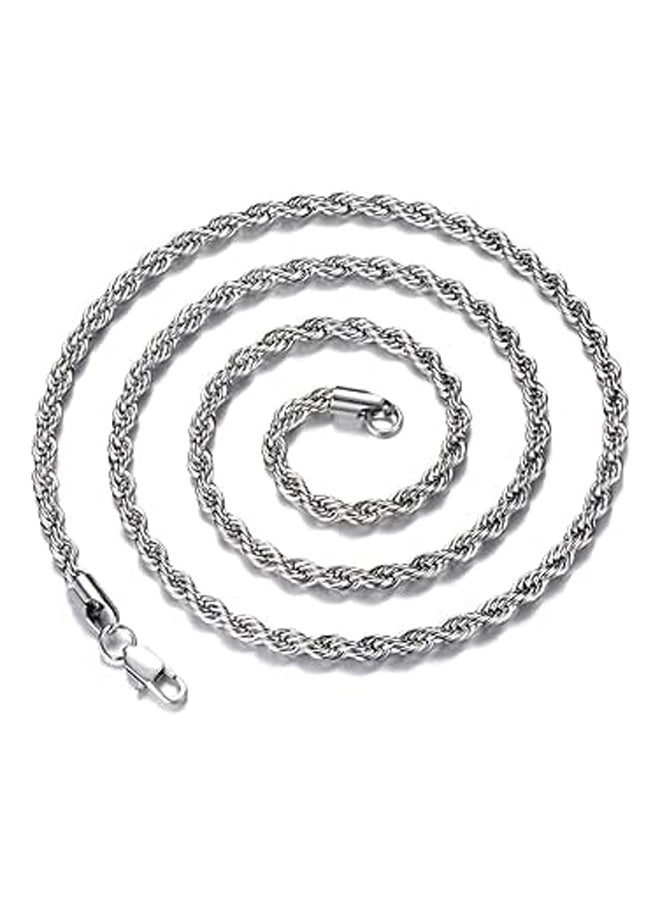 Generic - FEEL STYLE Men Necklace Stainless Steel Chain 925 Silver Rope Chains 3-5mm Twist Rope Box Necklace 14-30 Inch Necklaces for Mens Women Boy Teen Jewelry Gift - Image 1