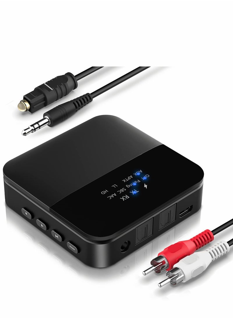 SYOSI Bluetooth 5.0 Transmitter Receiver, Bluetooth Audio Adapter Digital Optical 3.5mm Audio Cable for TV/Home Stereo System Low Latency,HD  - Image 1