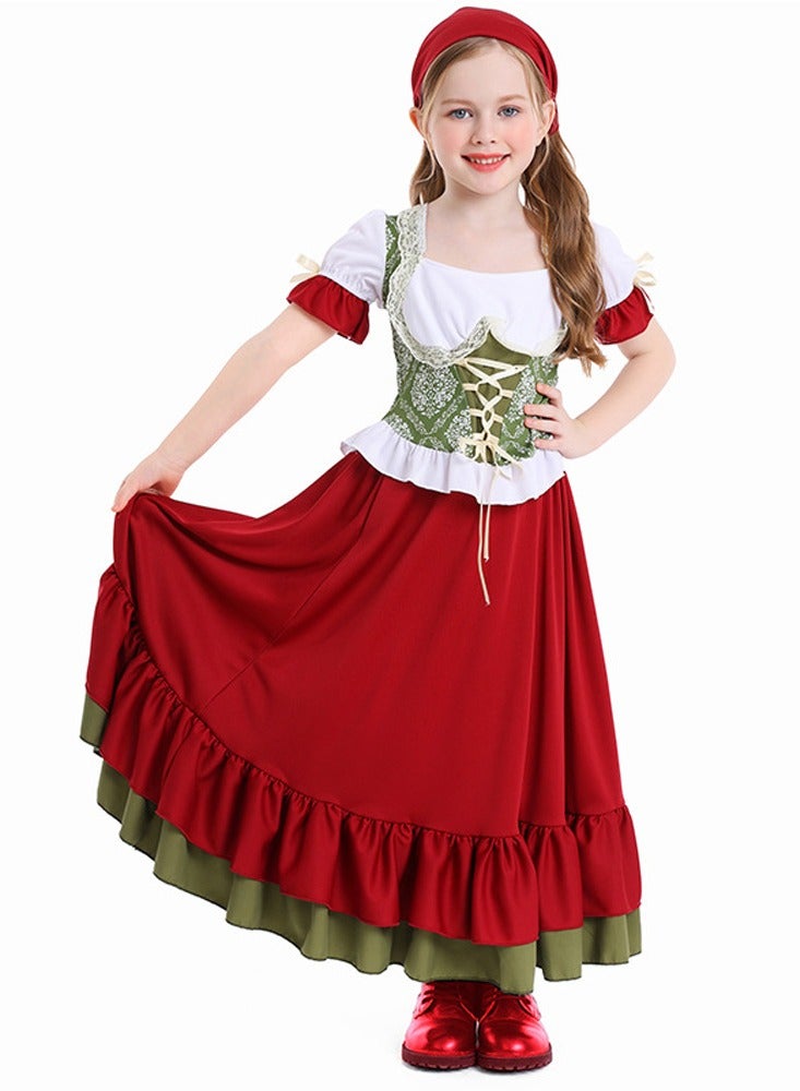 chuyaqisi Farm Girl Germany Festival Two-Piece Dress costume, Burgundy Dance Skirt Set - Image 1