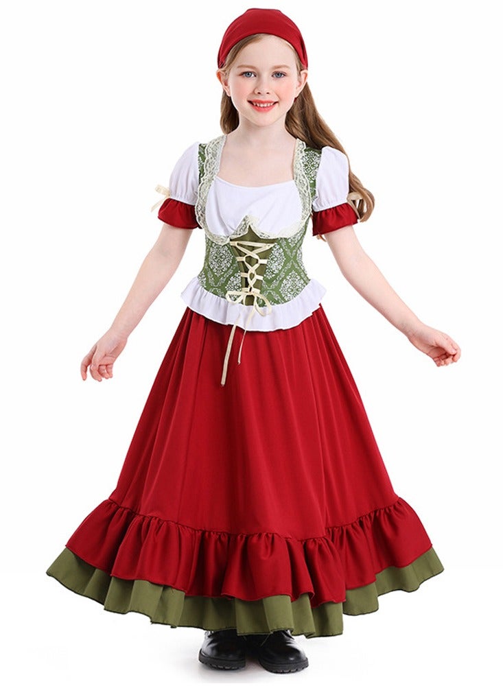 chuyaqisi Farm Girl Germany Festival Two-Piece Dress costume, Burgundy Dance Skirt Set - Image 2