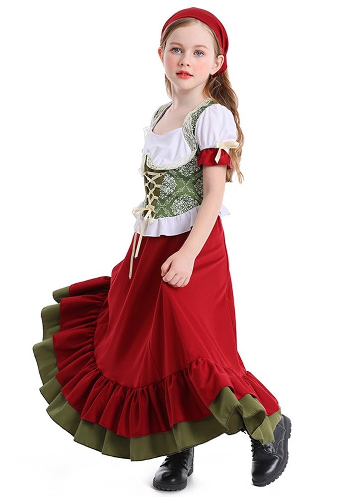 chuyaqisi Farm Girl Germany Festival Two-Piece Dress costume, Burgundy Dance Skirt Set - Image 3