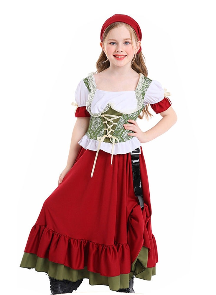 chuyaqisi Farm Girl Germany Festival Two-Piece Dress costume, Burgundy Dance Skirt Set - Image 4
