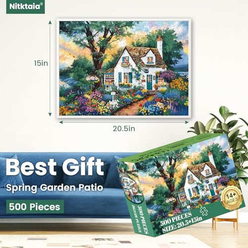 Nitktaia 500 Pieces Jigsaw Puzzles for AdultsBeautiful Garden Patio Puzzle for Adult ElderlyRecycled Paper Puzzle 500 PiecesGlossy Sturdy Pieces Challenging Family Game Great Gift Idea 205x15in - Image 5