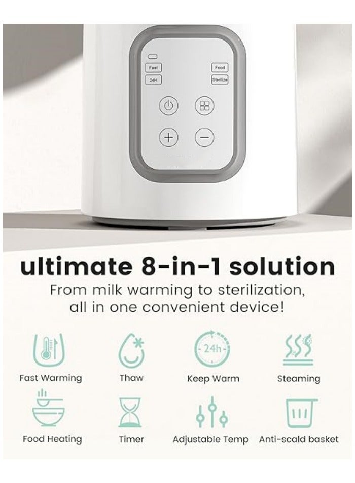 Bottle Warmer,  8-in-1 Fast Baby Milk Warmer with Timer for Breastmilk or Formula, Accurate Temperature Control, with Defrost, Sterili-zing, Keep, Heat Baby Food Jars Function - Image 3