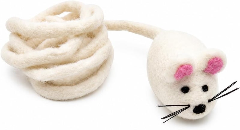 Glaciart One ألعاب قطط من نوع “Glaciart One Felt Mouse” مصنوعة من صوف طبيعي 100%، تحتوي على نبات النيبت، طول اللعبة 42 بوصة. - Image 1
