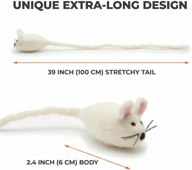 Glaciart One ألعاب قطط من نوع “Glaciart One Felt Mouse” مصنوعة من صوف طبيعي 100%، تحتوي على نبات النيبت، طول اللعبة 42 بوصة. - Image 2