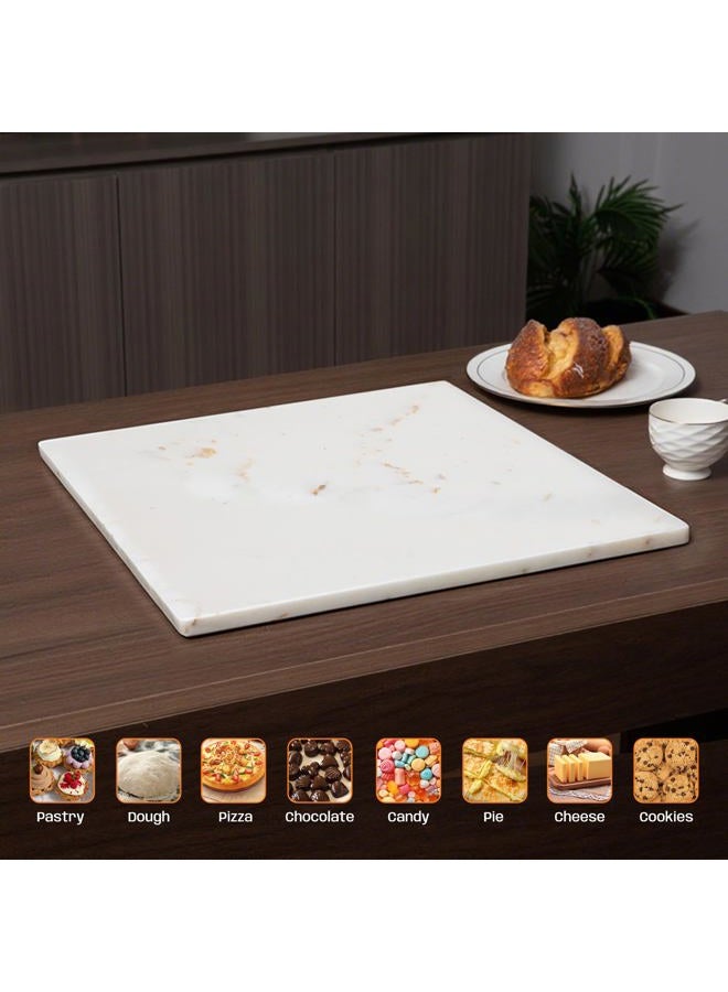 Adolif Marble Cutting Board, Large Marble Slab Pastry Board With Non-Slip Feet For Baking, Cheese, Charcuterie, Chocolate, 16x20 Inch - Image 4