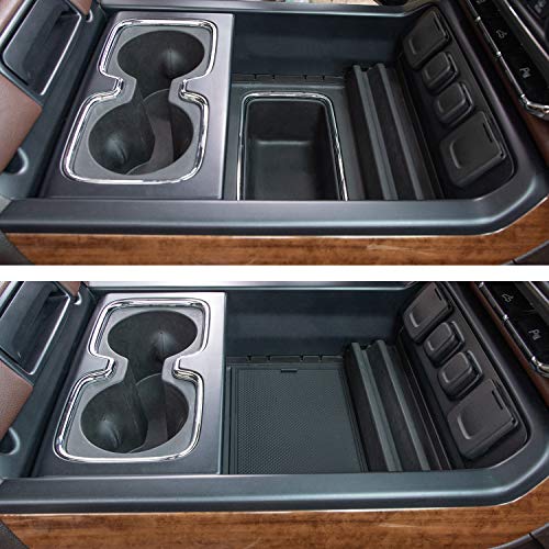 JKCOVER Center Console Organizer Compartment Cover Compatible with 2014 2015 2016 2017 2018 2019 Sierra 1500 2500HD 3500HD Denali Silverado Secret Pocket Lid Hidden Tray Accessories(Black) - Image 4