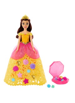 Disney Princess Princess Belle Flower Fashion Doll With 20 Pop-In Charms, Customizable Skirt & Storage Case, Inspired By Beauty And The Beast Movie  - Image 2
