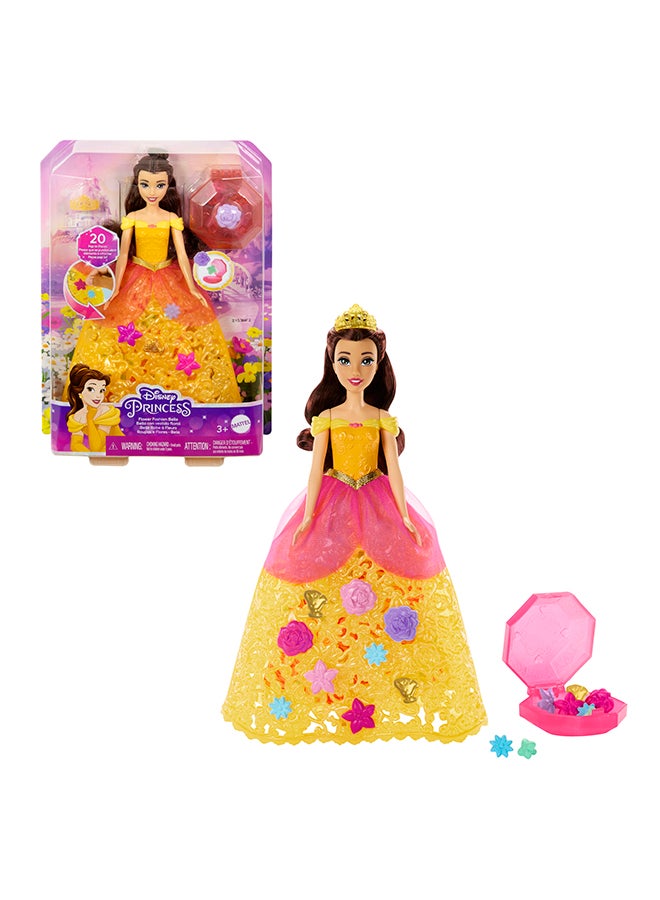 Disney Princess Princess Belle Flower Fashion Doll With 20 Pop-In Charms, Customizable Skirt & Storage Case, Inspired By Beauty And The Beast Movie - Image 1