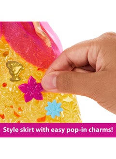 Disney Princess Princess Belle Flower Fashion Doll With 20 Pop-In Charms, Customizable Skirt & Storage Case, Inspired By Beauty And The Beast Movie  - Image 4