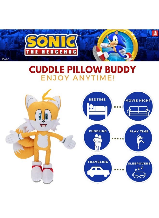 Franco - Franco Super Soft Plush Cuddle Pillow Buddy, 1 Count (Pack of 1), Sonic The Hedgehog Tails - Image 1