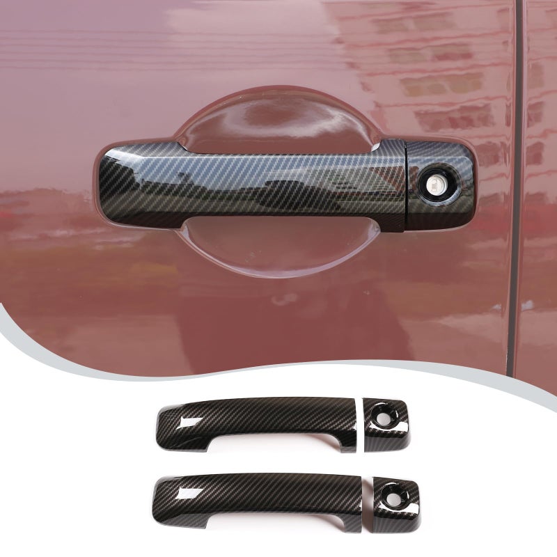 LLKUANG ABS Car Exterior Door Handle Decorative Cover Trim Fit for Toyota FJ Cruiser Handle Accessories 4pcsSet Carbon fiebr Pattern