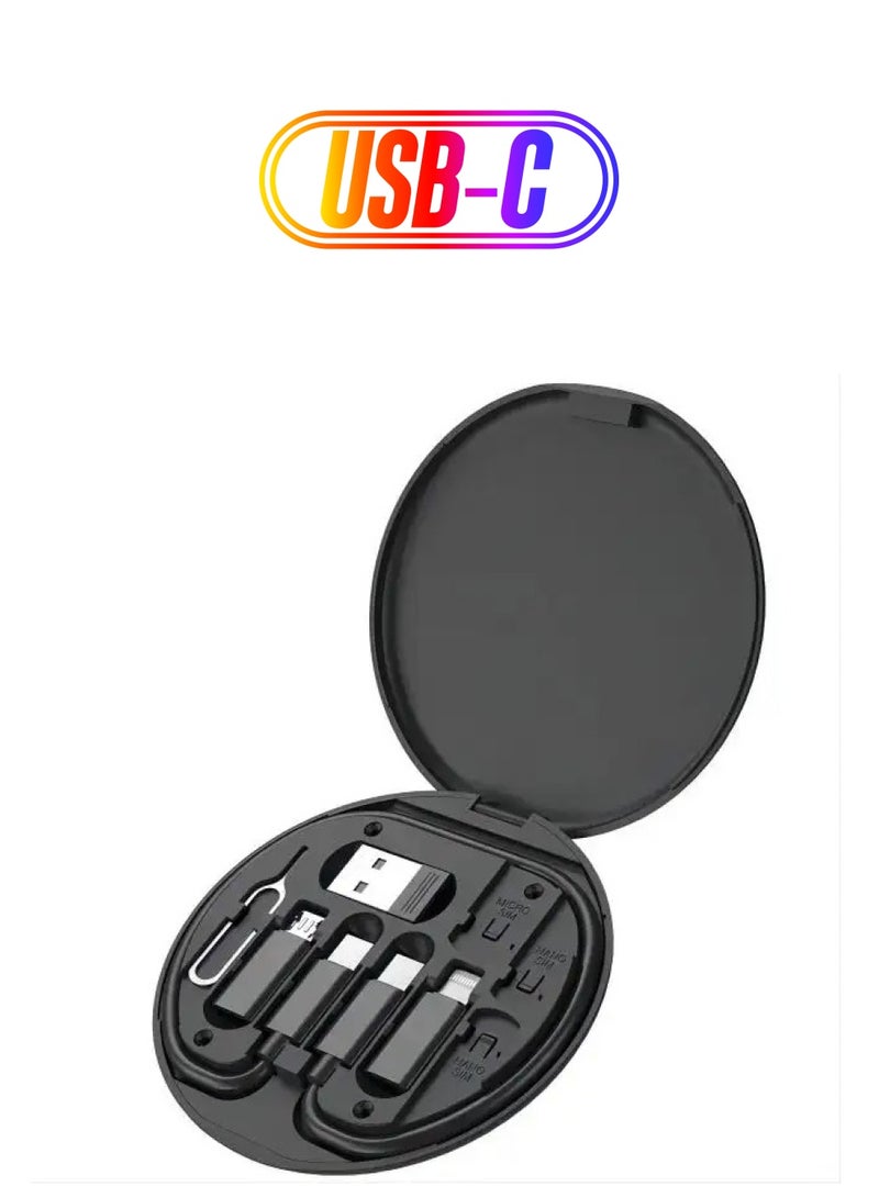 Yezler Travel Multi-Functional 6 In 1 Data Cable Storage Box Set USB Cables - Image 1