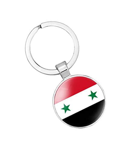 vmcoatdu Syria National Flag Key Chain Keyring Gift Men Women Keychain Stainless Steel and Inlaid Glass Materials - Image 3