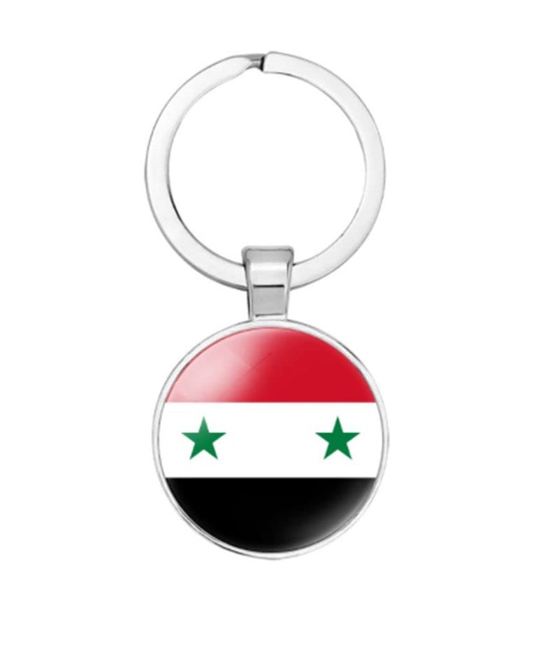 vmcoatdu Syria National Flag Key Chain Keyring Gift Men Women Keychain Stainless Steel and Inlaid Glass Materials - Image 2