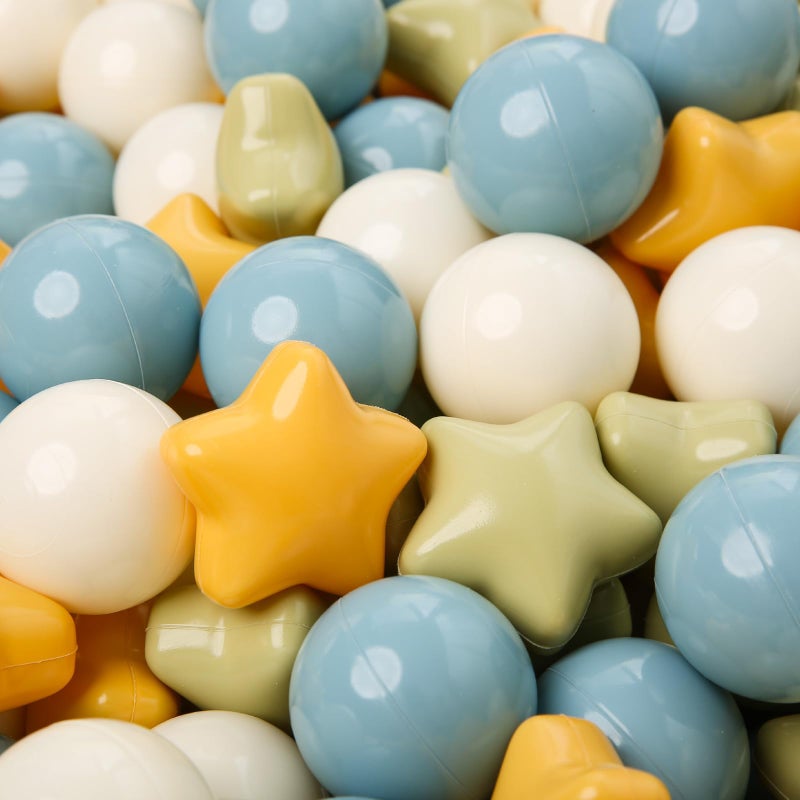 TRENDPLAY Star Ball Pit Balls 100 for Toddlers - Ball Pit Ball Shapes Plastic Balls for Boys Girls Ball Pit Fun, Birthday Party, Christmas Decoration,Cream Colors Mix Yellow Blue Green - Image 3
