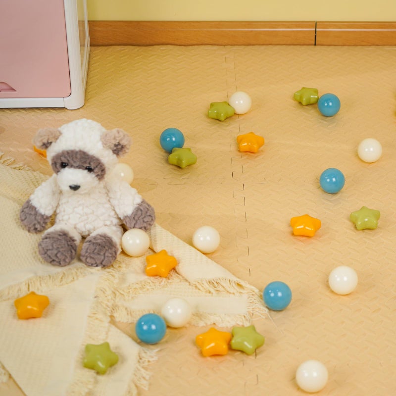 TRENDPLAY Star Ball Pit Balls 100 for Toddlers - Ball Pit Ball Shapes Plastic Balls for Boys Girls Ball Pit Fun, Birthday Party, Christmas Decoration,Cream Colors Mix Yellow Blue Green - Image 2