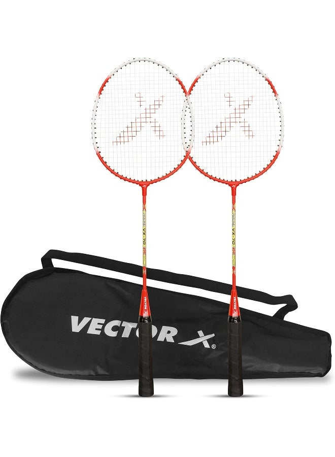 Vector X VXB-70 Professional Badminton Racket Set – 5-Pack Aluminum T Joint, 26 Inch, Full Cover, Red, Training & Play - Image 1