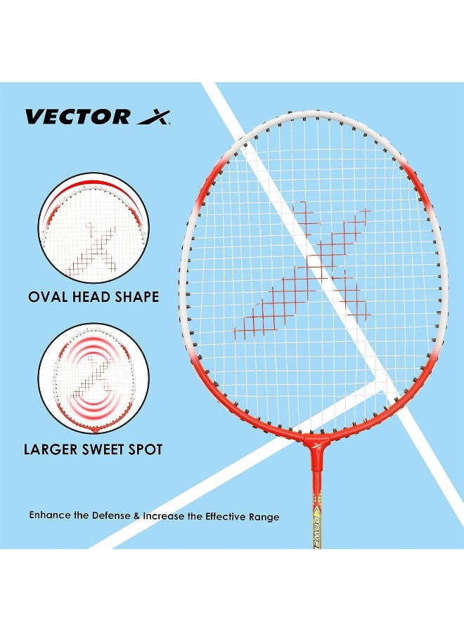 Vector X VXB-70 Professional Badminton Racket Set – 5-Pack Aluminum T Joint, 26 Inch, Full Cover, Red, Training & Play - Image 3