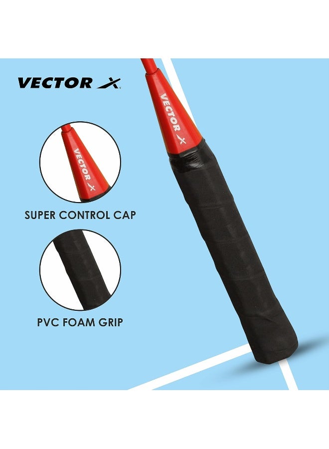 Vector X VXB-70 Professional Badminton Racket Set – 5-Pack Aluminum T Joint, 26 Inch, Full Cover, Red, Training & Play - Image 5