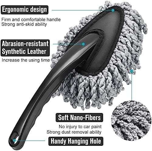 VYOOx Car Duster, Extendable Handle Microfibre Brush, Scratch-Free Interior Exterior Cleaning Tool, Grey (Small) Pack of 2 - Image 4