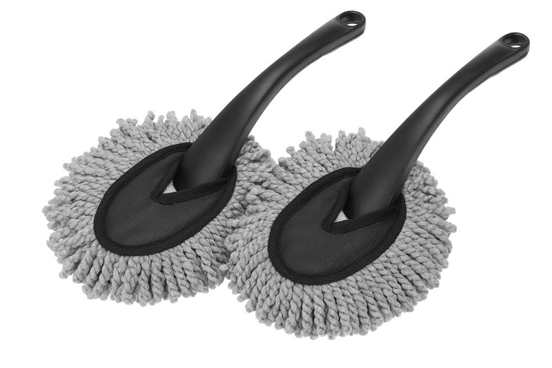 VYOOx Car Duster, Extendable Handle Microfibre Brush, Scratch-Free Interior Exterior Cleaning Tool, Grey (Small) Pack of 2 - Image 1
