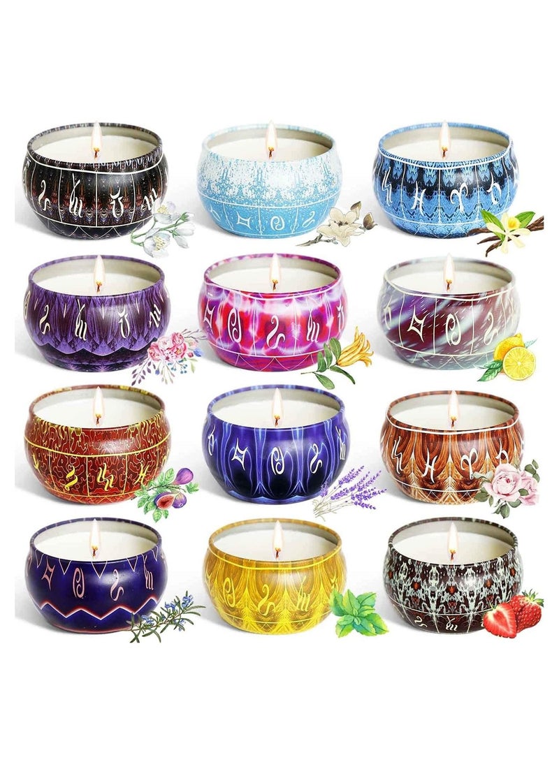 GGEROU Scented Candles Gifts Set,12 Constellations Soy Wax Jar Candles Set,Candles for Home Scented with Portable Travel - Image 1