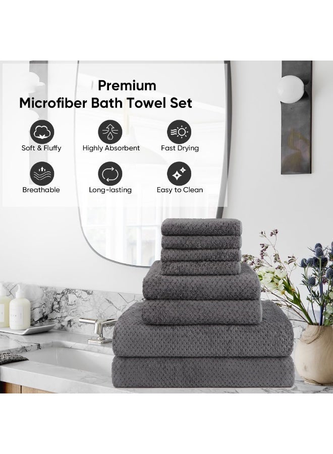 joyzzz 8 Pack Bath Towel Set, 2 Super Large Bath Towels (90*175cm), 2 Bath Towels (70*140cm), and 4 Hand Towels (35*75cm), Super Soft, Highly Absorbent Towels for Bathroom, Gym, Hotel, and Spa (Grey) - Image 3