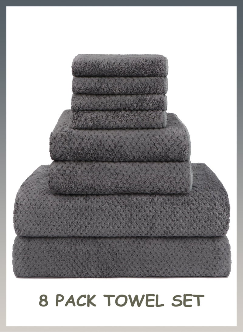 joyzzz 8 Pack Bath Towel Set, 2 Super Large Bath Towels (90*175cm), 2 Bath Towels (70*140cm), and 4 Hand Towels (35*75cm), Super Soft, Highly Absorbent Towels for Bathroom, Gym, Hotel, and Spa (Grey) - Image 1