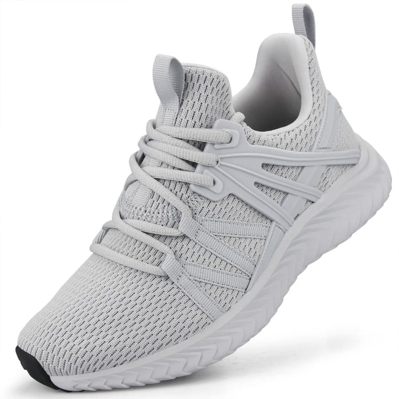 Abboos Womens Non Slip Running Shoes Breathable Sneakers Athletic Gym Sports Walking Shoes Grey Size 8 - Image 1
