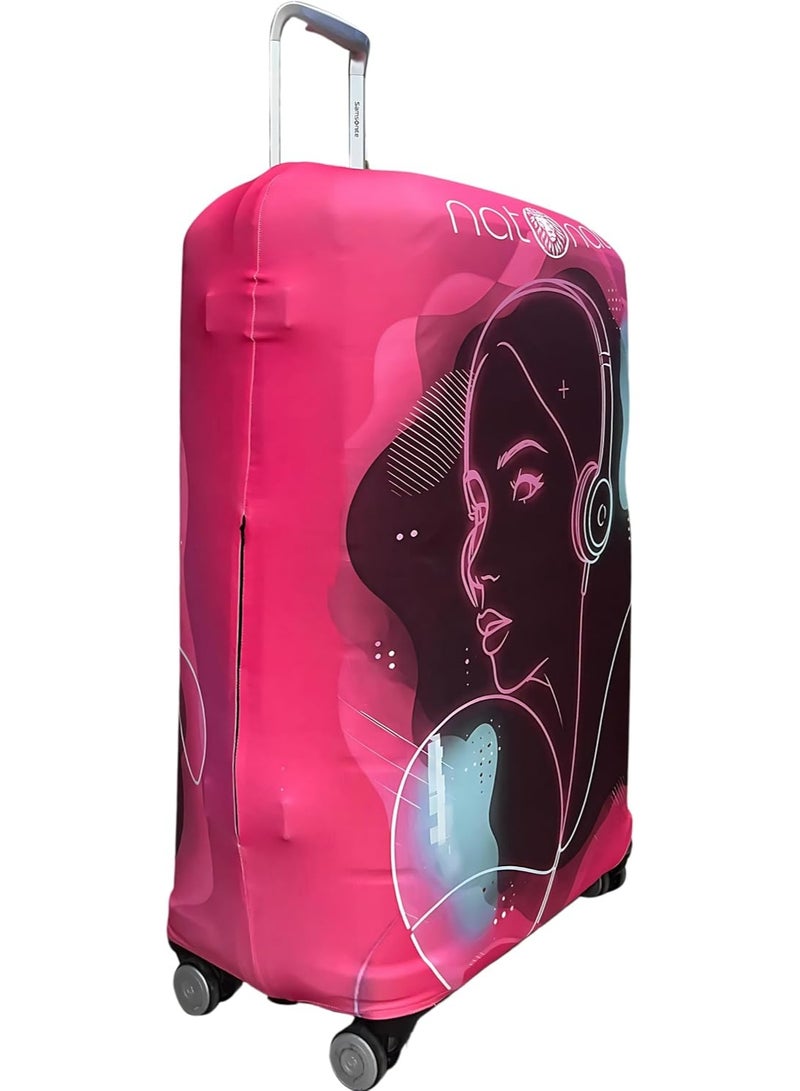 natOnat Travel Luggage Cover Protector - Suitcase Cover with Coloured Pattern- Stretchy, Washable Spandex & Polyester - Protects Against Dirt & Scratches - Vibra Design - Fits 65-70 CM Height ( Large ) - Image 3