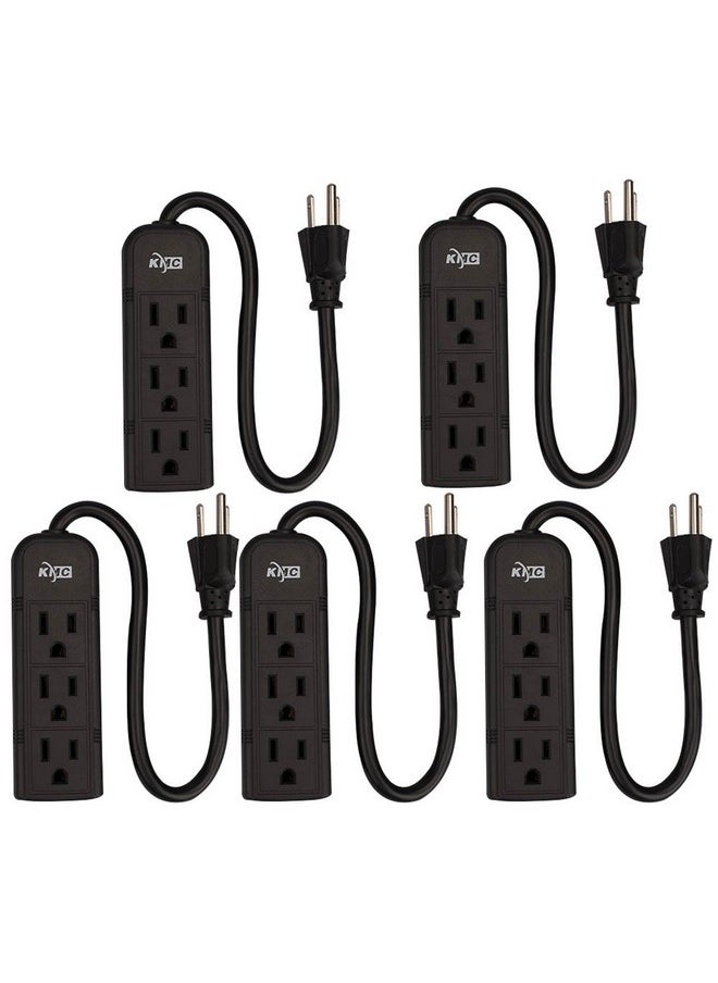 KMC KMC 3-Outlet Power Strip Power Extension Cord 5-Pack,Outlet Saver,1-Foot Cord, ETL Listed  - Image 1