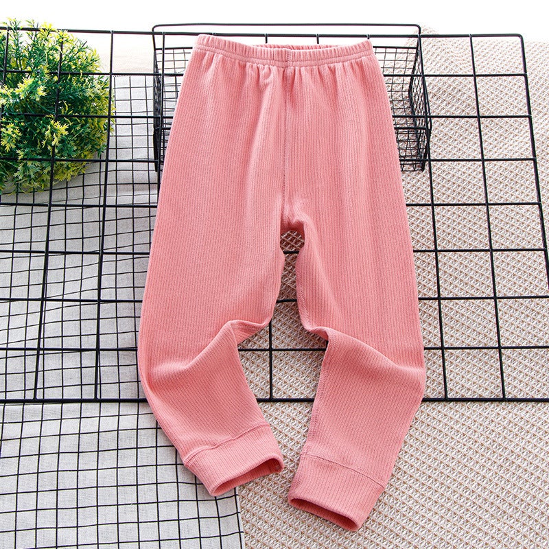 24 Children'S Warm Pants Girls Boys Big Children Single Autumn Pants Sanding Base Home Pants Pajamas Pants - Image 1