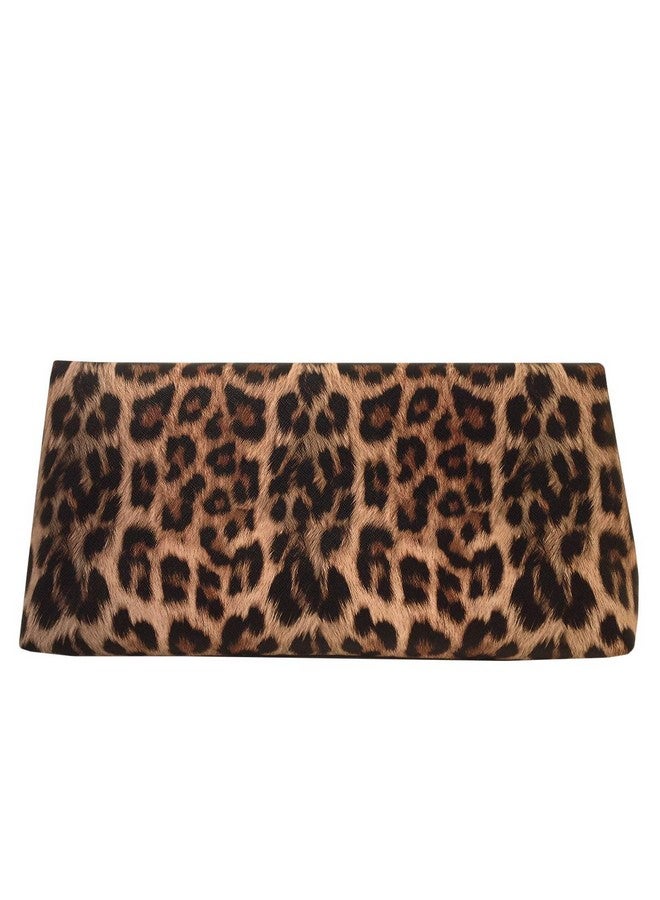 JNB Synthetic Leather Leopard Print Fold Over Clutch Brown - Image 2