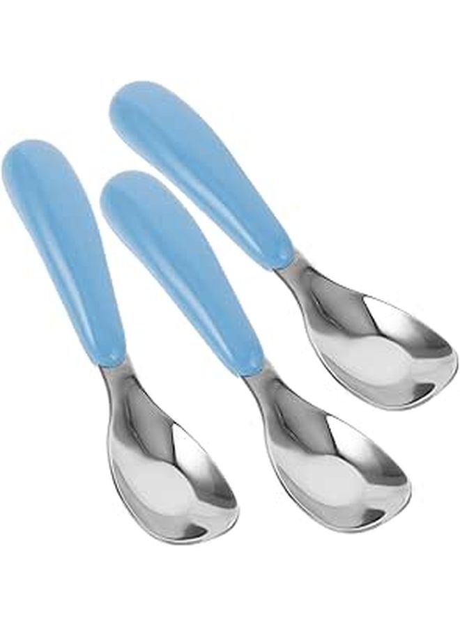 3Pcs Stainless Steel Feeding Spoons Ergonomic Learning Cutlery For Babies Introducing Solid Foods - Image 1