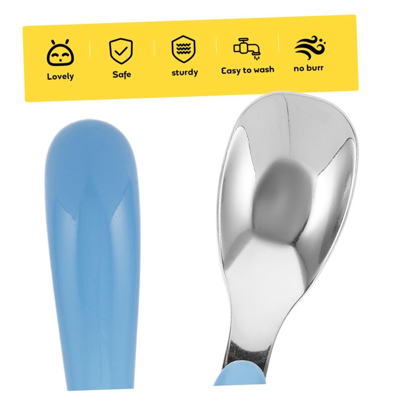 3Pcs Stainless Steel Feeding Spoons Ergonomic Learning Cutlery For Babies Introducing Solid Foods - Image 4