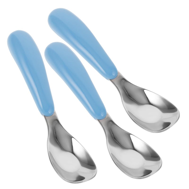 3Pcs Stainless Steel Feeding Spoons Ergonomic Learning Cutlery For Babies Introducing Solid Foods - Image 2