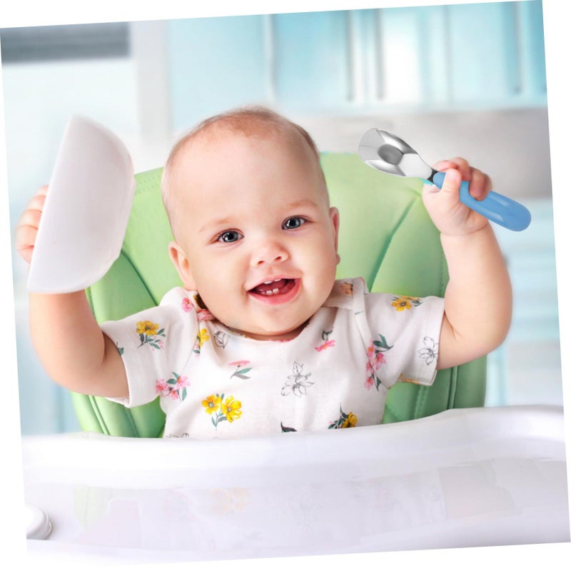 3Pcs Stainless Steel Feeding Spoons Ergonomic Learning Cutlery For Babies Introducing Solid Foods - Image 5