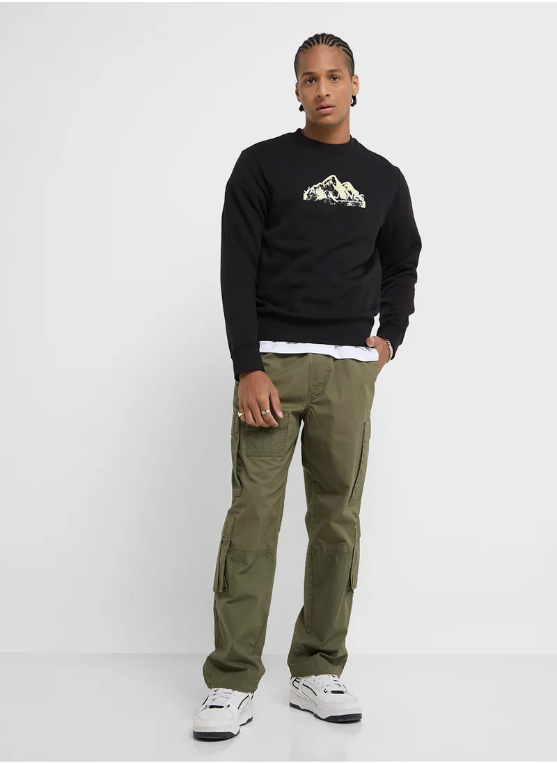 جاك اند جونز Jcomountain Mountain Print Sweatshirts